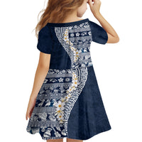 Hawaii Plumeria Tribal Vintage Family Matching Short Sleeve Bodycon Dress and Hawaiian Shirt Special Blue LT03 - Polynesian Pride