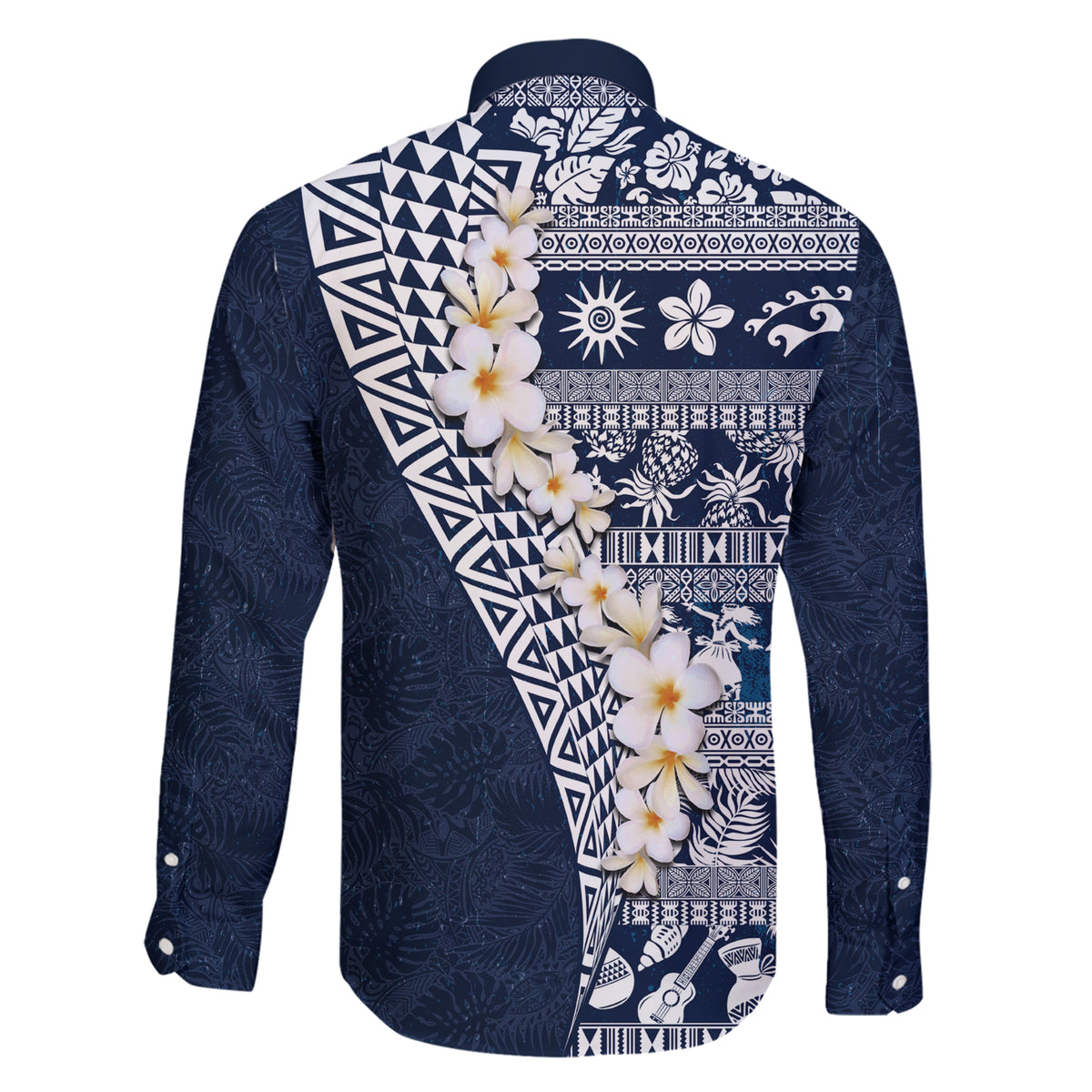Hawaii Plumeria Tribal Vintage Family Matching Short Sleeve Bodycon Dress and Hawaiian Shirt Special Blue LT03 - Polynesian Pride