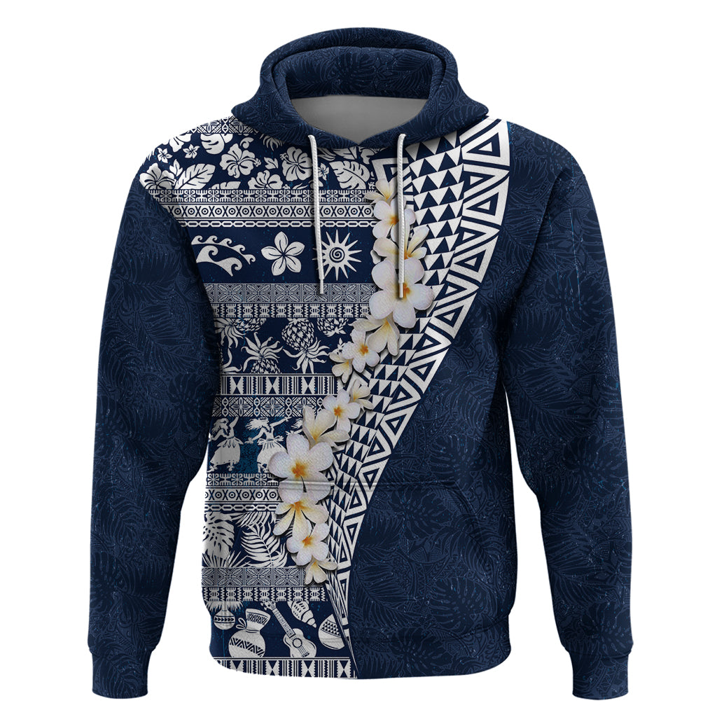 Hawaii Plumeria Tribal Vintage Hoodie Special Blue