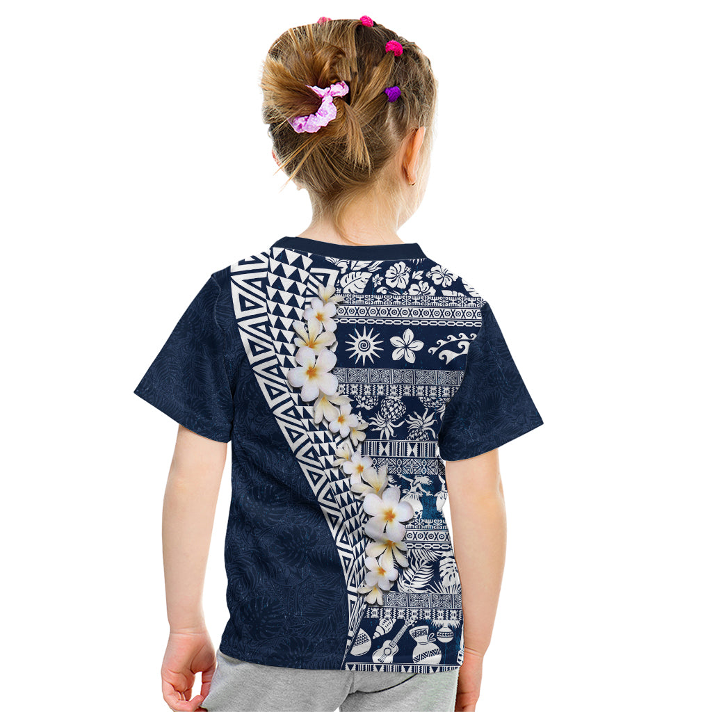 Hawaii Plumeria Tribal Vintage Kid T Shirt Special Blue