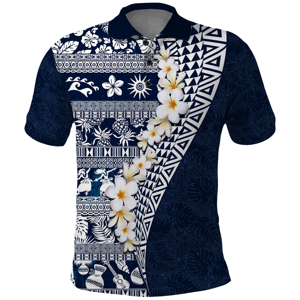 Hawaii Plumeria Tribal Vintage Polo Shirt Special Blue LT03 Blue - Polynesian Pride