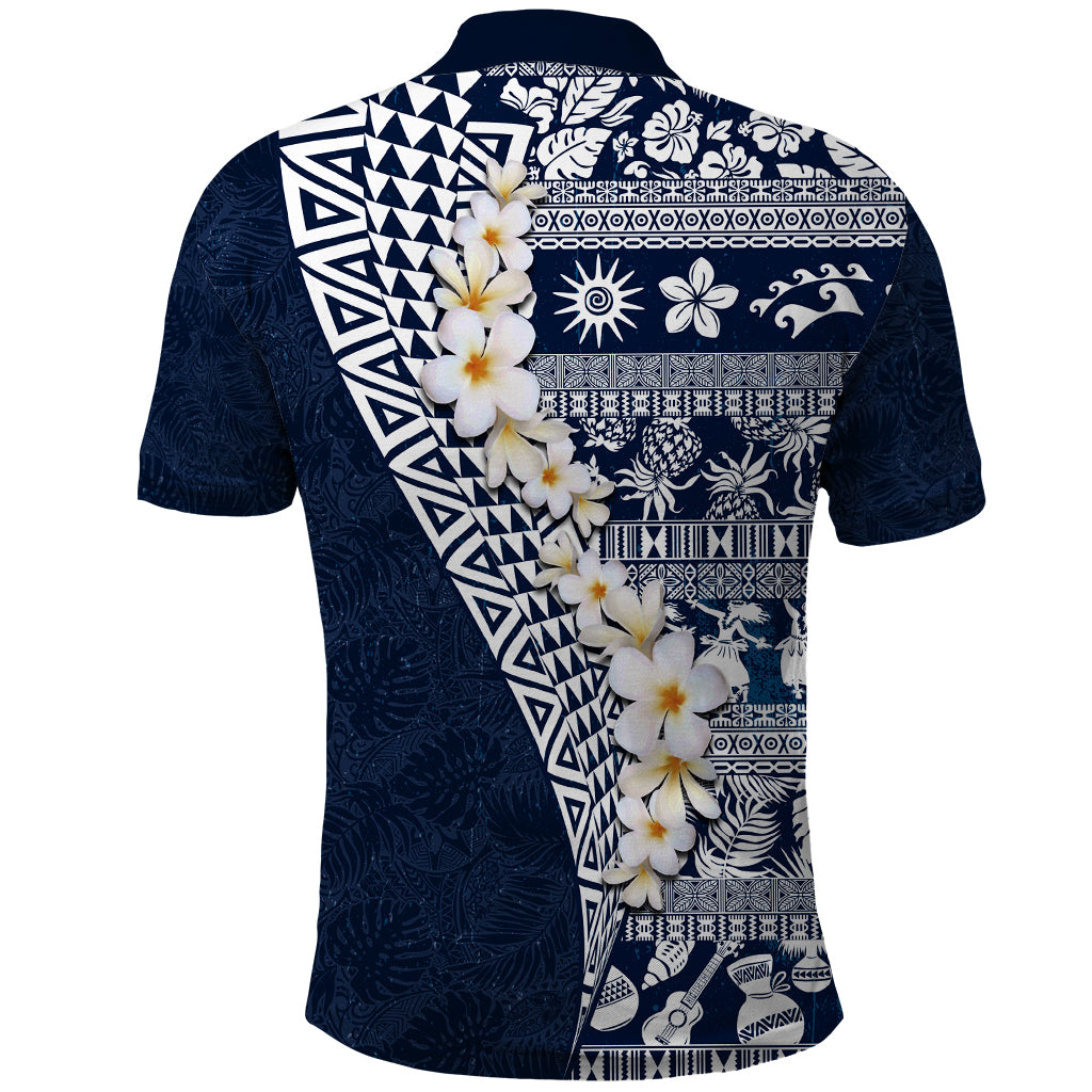 Hawaii Plumeria Tribal Vintage Polo Shirt Special Blue