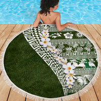 Hawaii Plumeria Tribal Vintage Beach Blanket Special Green