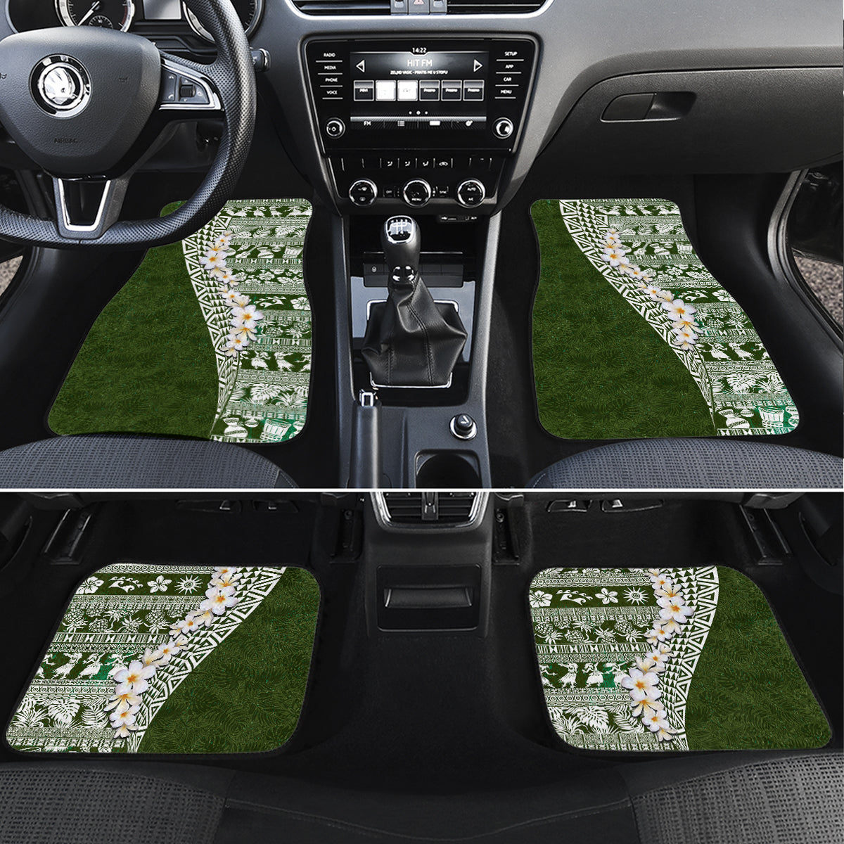 Hawaii Plumeria Tribal Vintage Car Mats Special Green