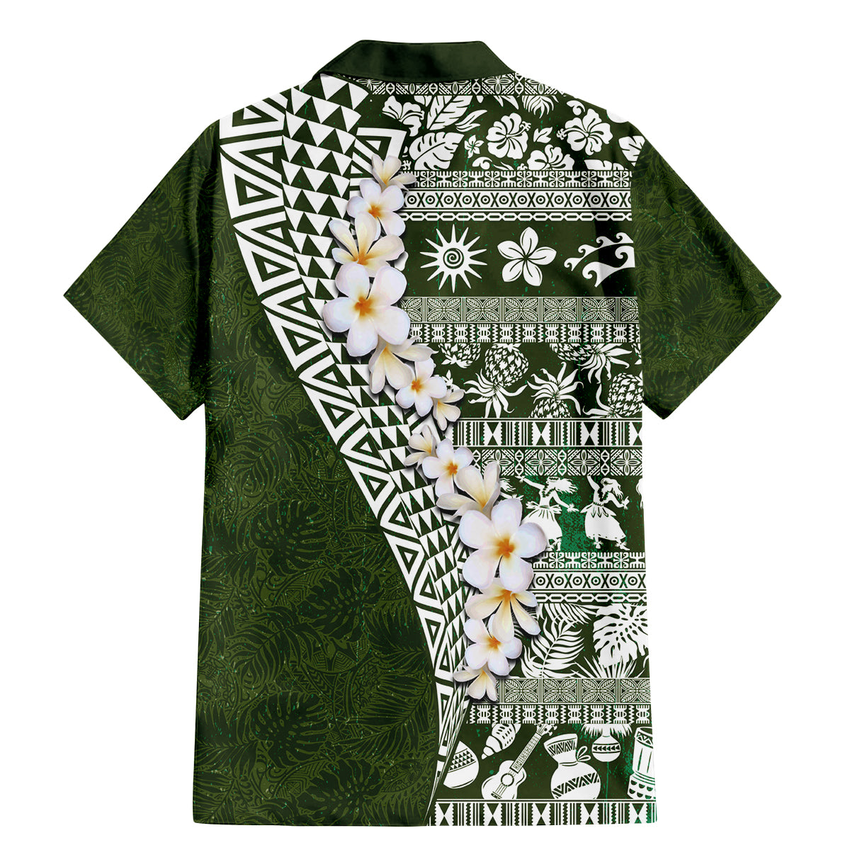 Hawaii Plumeria Tribal Vintage Family Matching Mermaid Dress and Hawaiian Shirt Special Green LT03 - Polynesian Pride