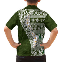 Hawaii Plumeria Tribal Vintage Family Matching Puletasi and Hawaiian Shirt Special Green LT03 - Polynesian Pride