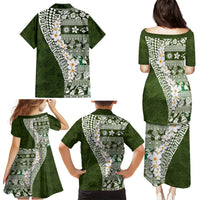 Hawaii Plumeria Tribal Vintage Family Matching Puletasi and Hawaiian Shirt Special Green LT03 - Polynesian Pride