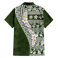 Hawaii Plumeria Tribal Vintage Family Matching Puletasi and Hawaiian Shirt Special Green LT03 - Polynesian Pride