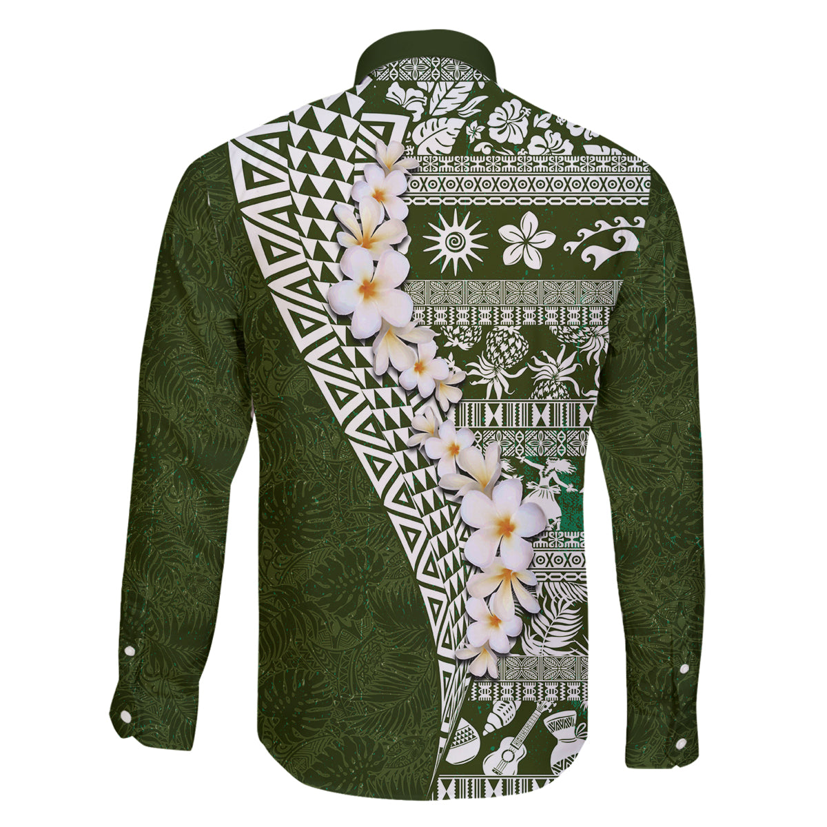 Hawaii Plumeria Tribal Vintage Family Matching Puletasi and Hawaiian Shirt Special Green LT03 - Polynesian Pride