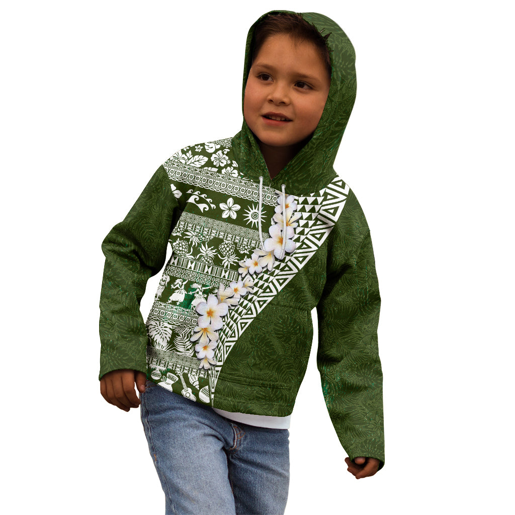 Hawaii Plumeria Tribal Vintage Kid Hoodie Special Green