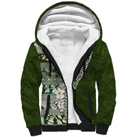 Hawaii Plumeria Tribal Vintage Sherpa Hoodie Special Green LT03 Unisex Green - Polynesian Pride