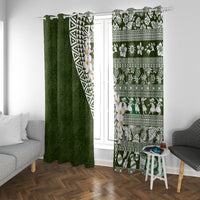 Hawaii Plumeria Tribal Vintage Window Curtain Special Green