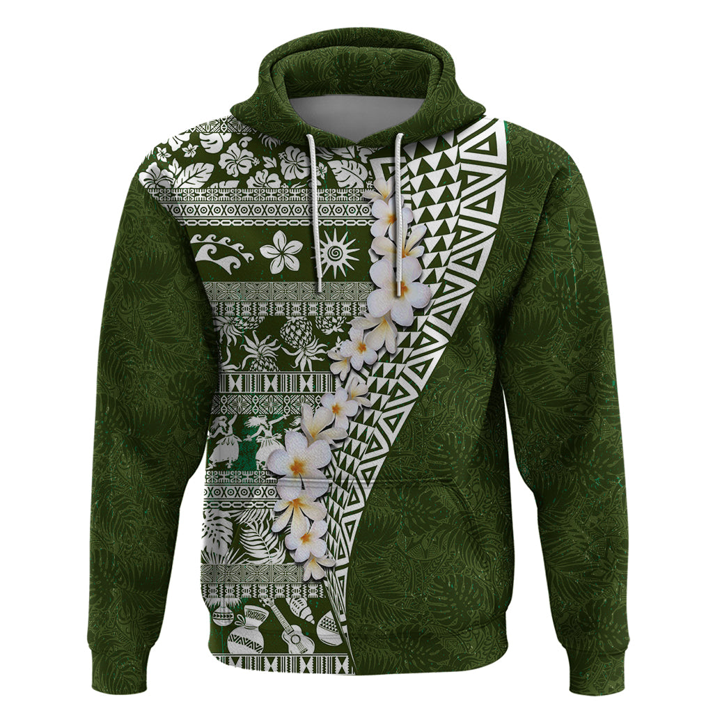 Hawaii Plumeria Tribal Vintage Zip Hoodie Special Green