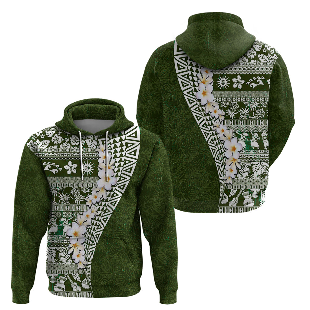 Hawaii Plumeria Tribal Vintage Zip Hoodie Special Green
