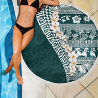 Hawaii Plumeria Tribal Vintage Beach Blanket Special Turquoise