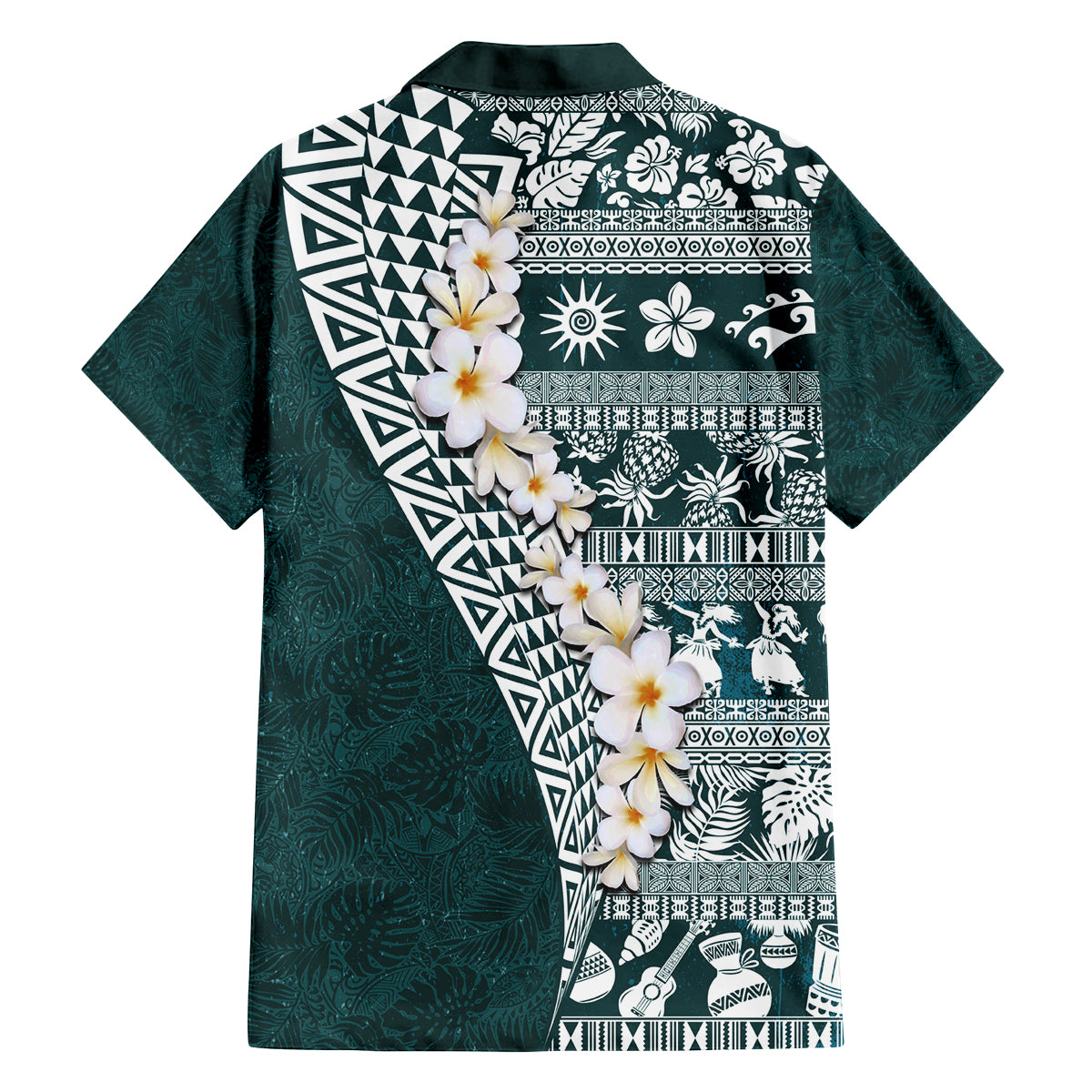 Hawaii Plumeria Tribal Vintage Family Matching Long Sleeve Bodycon Dress and Hawaiian Shirt Special Turquoise LT03 - Polynesian Pride