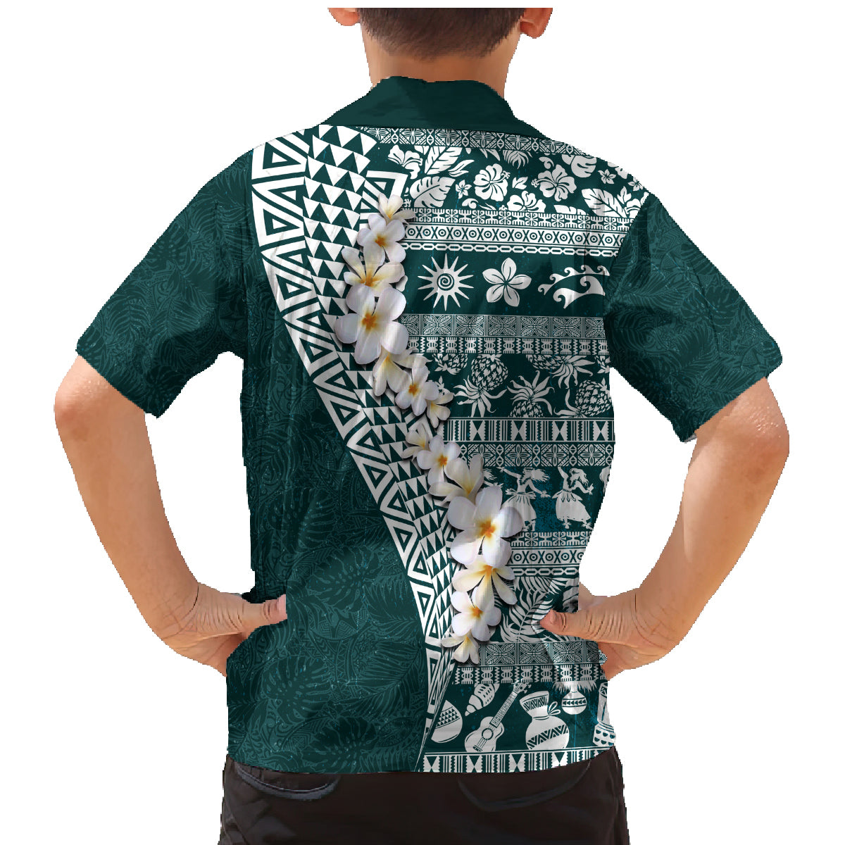 Hawaii Plumeria Tribal Vintage Family Matching Mermaid Dress and Hawaiian Shirt Special Turquoise LT03 - Polynesian Pride