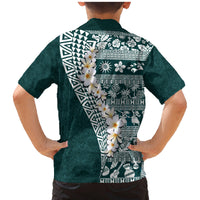 Hawaii Plumeria Tribal Vintage Family Matching Mermaid Dress and Hawaiian Shirt Special Turquoise LT03 - Polynesian Pride