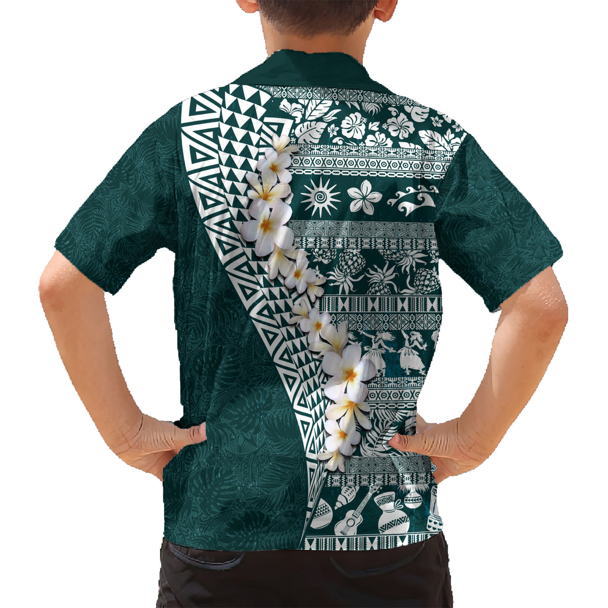 Hawaii Plumeria Tribal Vintage Kid Hawaiian Shirt Special Turquoise