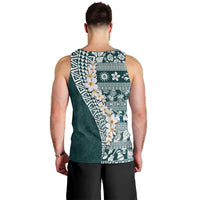 Hawaii Plumeria Tribal Vintage Men Tank Top Special Turquoise