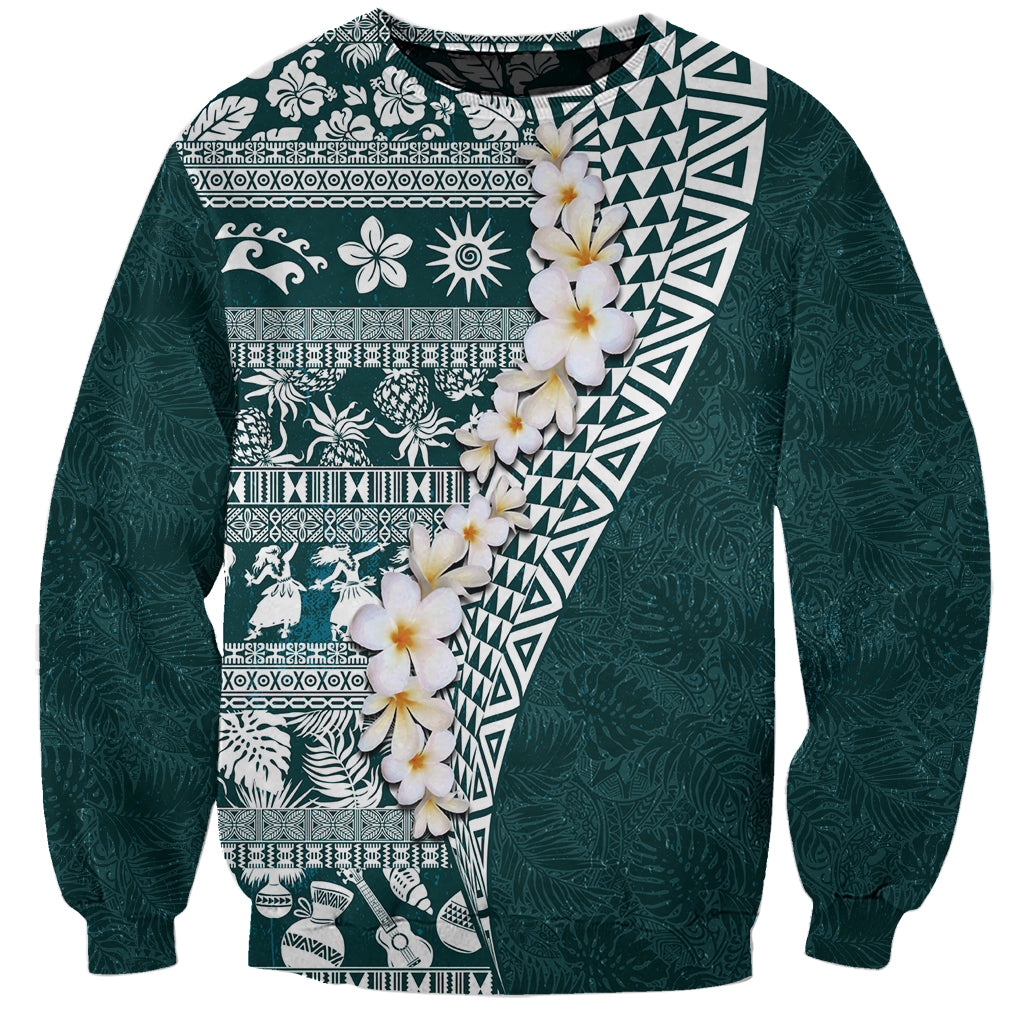 Hawaii Plumeria Tribal Vintage Sweatshirt Special Turquoise