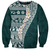 Hawaii Plumeria Tribal Vintage Sweatshirt Special Turquoise