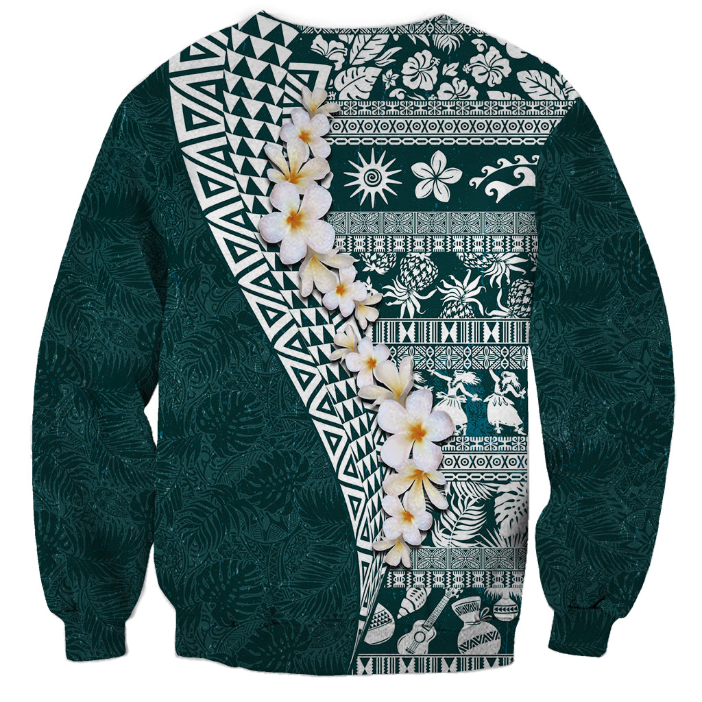 Hawaii Plumeria Tribal Vintage Sweatshirt Special Turquoise