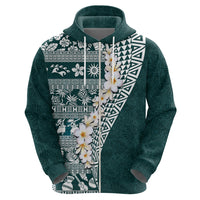 Hawaii Plumeria Tribal Vintage Zip Hoodie Special Turquoise