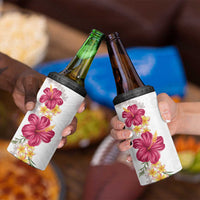 Hawaiian Plumeria and Hibiscus 4 in 1 Can Cooler Tumbler White Mode