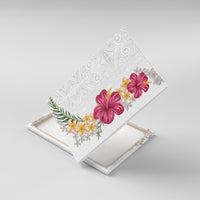 Hawaiian Plumeria and Hibiscus Canvas Wall Art White Mode