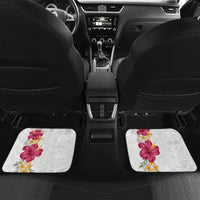 Hawaiian Plumeria and Hibiscus Car Mats White Mode