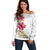 Hawaiian Plumeria and Hibiscus Off Shoulder Sweater White Mode