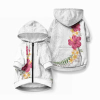 Hawaiian Plumeria and Hibiscus Pet Hoodie LT03 Zip-up White - Polynesian Pride