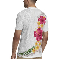 Hawaiian Plumeria and Hibiscus Rugby Jersey White Mode