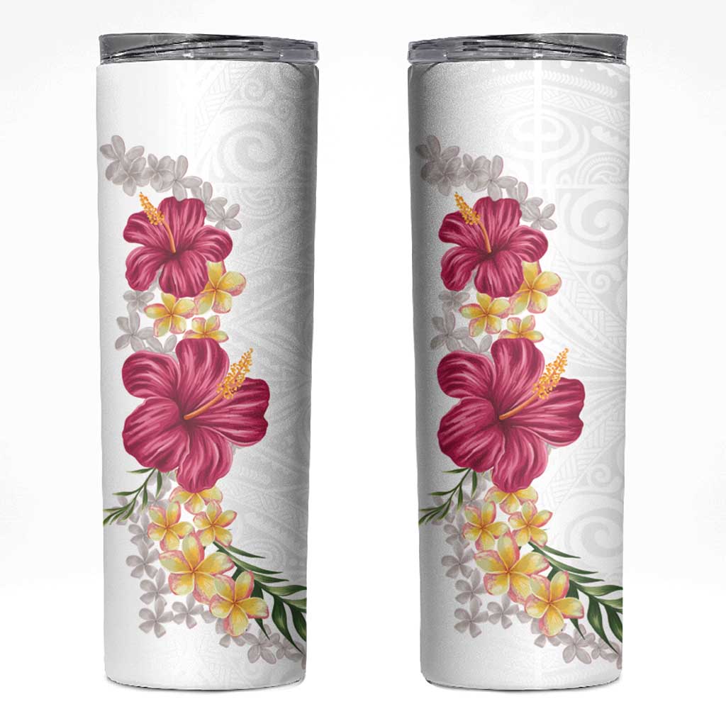 Hawaiian Plumeria and Hibiscus Skinny Tumbler White Mode