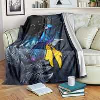 New Zealand Tui Bird Matariki Blanket Galaxy Fern With Maori Pattern