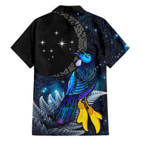New Zealand Tui Bird Matariki Family Matching Long Sleeve Bodycon Dress and Hawaiian Shirt Galaxy Fern With Maori Pattern LT03 - Polynesian Pride