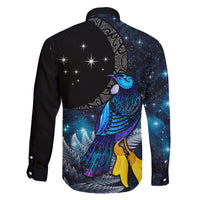 New Zealand Tui Bird Matariki Family Matching Short Sleeve Bodycon Dress and Hawaiian Shirt Galaxy Fern With Maori Pattern LT03 - Polynesian Pride