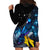 New Zealand Tui Bird Matariki Hoodie Dress Galaxy Fern With Maori Pattern