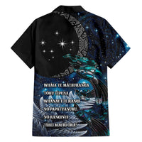 New Zealand Tui Bird Family Matching Long Sleeve Bodycon Dress and Hawaiian Shirt Matariki Poetry Pattern Galaxy Style LT03 - Polynesian Pride