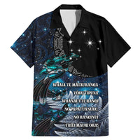 New Zealand Tui Bird Family Matching Mermaid Dress and Hawaiian Shirt Matariki Poetry Pattern Galaxy Style LT03 Dad's Shirt - Short Sleeve Blue - Polynesian Pride