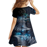 New Zealand Tui Bird Family Matching Short Sleeve Bodycon Dress and Hawaiian Shirt Matariki Poetry Pattern Galaxy Style LT03 - Polynesian Pride