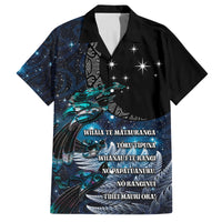 New Zealand Tui Bird Family Matching Summer Maxi Dress and Hawaiian Shirt Matariki Poetry Pattern Galaxy Style LT03 Dad's Shirt - Short Sleeve Blue - Polynesian Pride