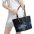 New Zealand Tui Bird Leather Tote Bag Matariki Poetry Pattern Galaxy Style