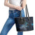 New Zealand Tui Bird Leather Tote Bag Matariki Poetry Pattern Galaxy Style