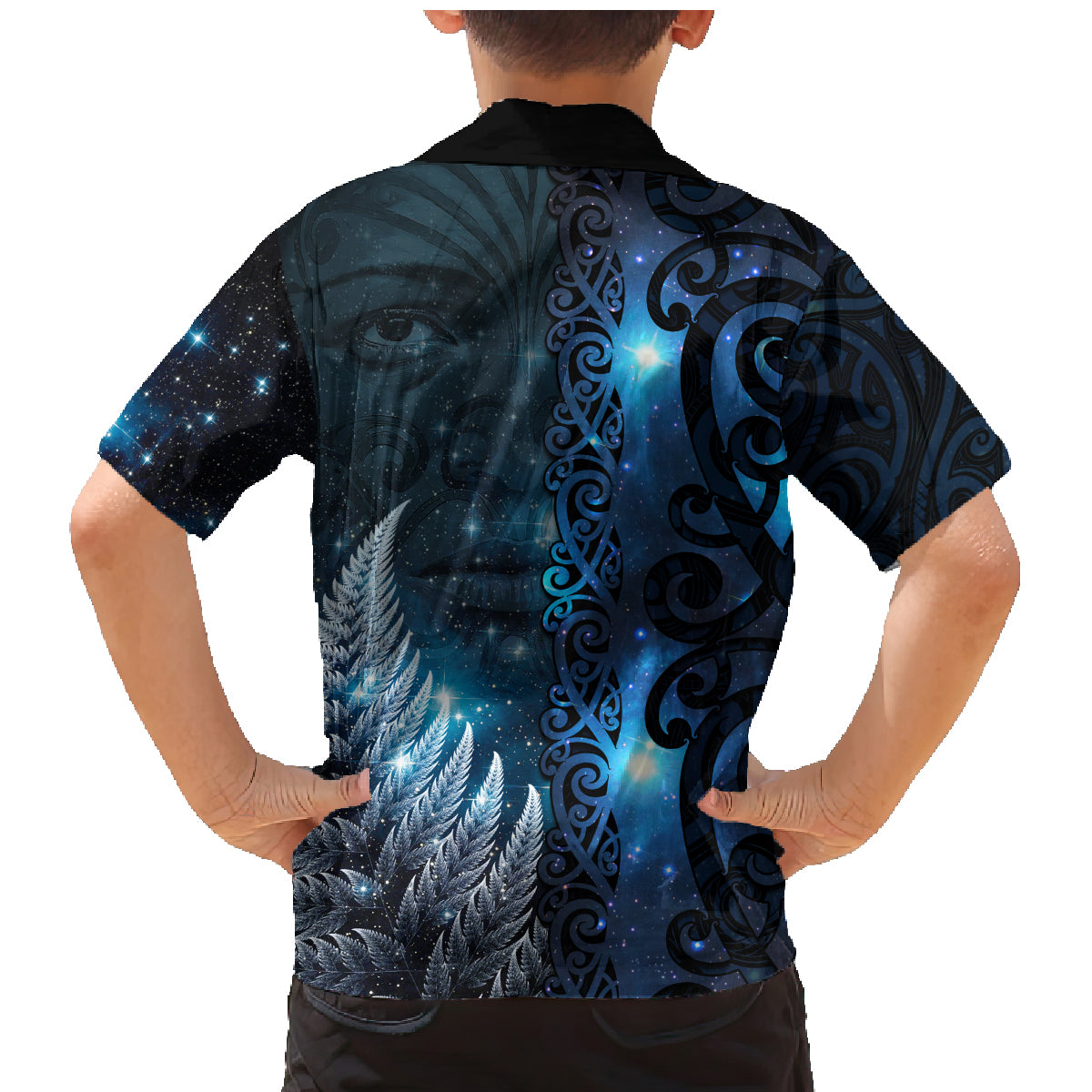 New Zealand Matariki Family Matching Mermaid Dress and Hawaiian Shirt The Tribal Maori Face and Silver Fern LT03 - Polynesian Pride
