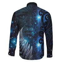 New Zealand Matariki Family Matching Off The Shoulder Long Sleeve Dress and Hawaiian Shirt The Tribal Maori Face and Silver Fern LT03 - Polynesian Pride