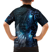 New Zealand Matariki Family Matching Off Shoulder Maxi Dress and Hawaiian Shirt The Tribal Maori Face and Silver Fern LT03 - Polynesian Pride
