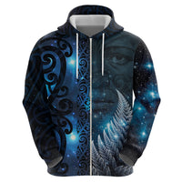 New Zealand Matariki Zip Hoodie The Tribal Maori Face and Silver Fern LT03 - Polynesian Pride