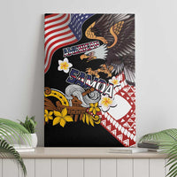United States and American Samoa Together Canvas Wall Art Bald Eagle and Polynesian Traditional Culture with Plumeria